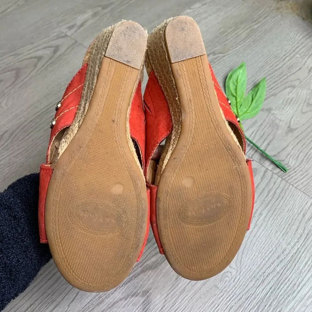 Nurture burnt orange leather espadrille wedges